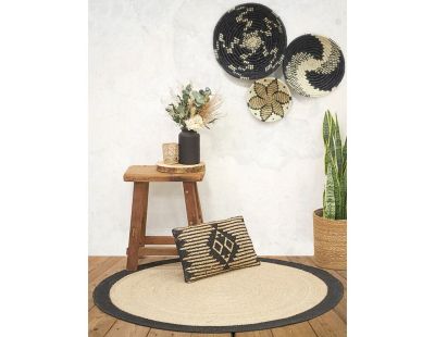 Tapis rond jute naturelle avec bords noirs (Diamètre 120cm)