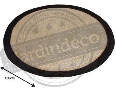 Tapis rond jute naturelle avec bords noirs (Diamètre 150cm)