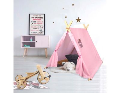 Tente enfant en tissu 105 cm Little world (Rose et blanc)