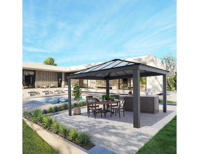 Tonnelle de jardin en aluminium et polycarbonate Dallas (4.25 x 4.25 m)