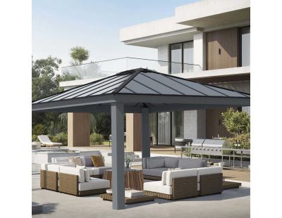 Tonnelle de jardin en aluminium et polycarbonate Dallas (4.87 x 4.25 m)