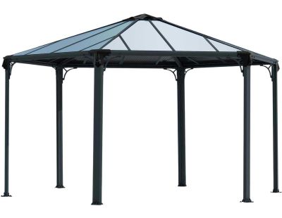 Tonnelle de jardin hexagonale en aluminium et polycarbonate Monaco