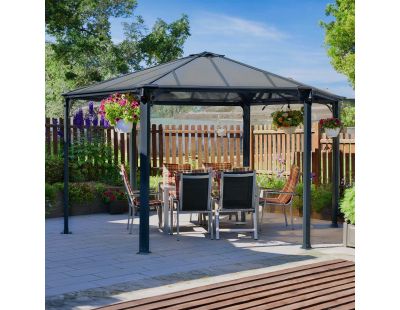 Tonnelle de jardin hexagonale en aluminium et polycarbonate Monaco