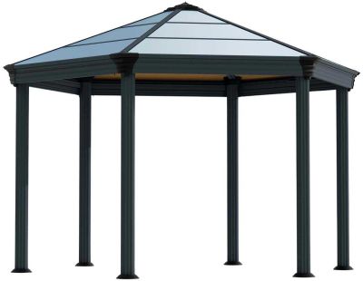 Tonnelle de jardin hexagonale en aluminium et polycarbonate Roma