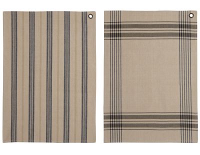 Torchon à rayures (Lot de 2) (Beige et Gris)