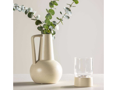 Vase en grès Lane (Beige et noir)