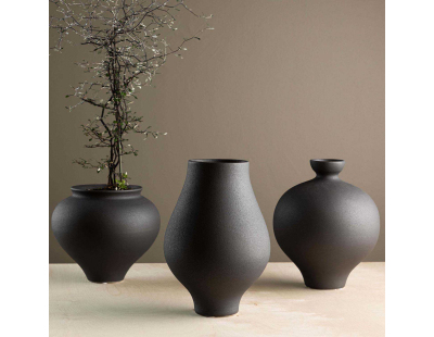 Vase en grès Rellis 10x24 cm (Noir)