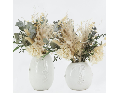 Vases visage en céramique blanche (Lot de 2)