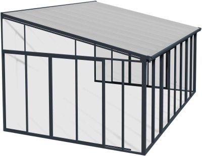 Véranda en aluminium gris et polycarbonate SanRemo (16.5m²)