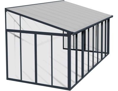 Véranda en aluminium gris et polycarbonate SanRemo (16.3m²)