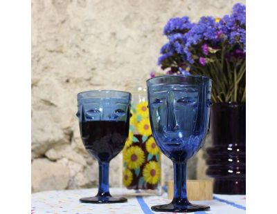 Verre à pied Visage bleu (Lot de 6)