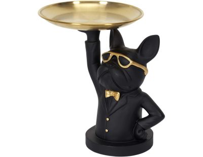 Vide poche déco bouledogue serveur (Noir et doré)