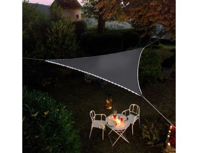 Voile d'ombrage triangulaire avec leds solaires intégrées Night and day (Ardoise)