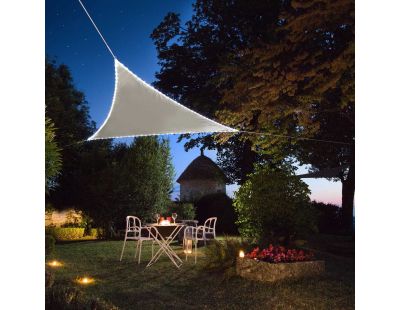 Voile d'ombrage triangulaire avec leds solaires intégrées Night and day (Taupe)