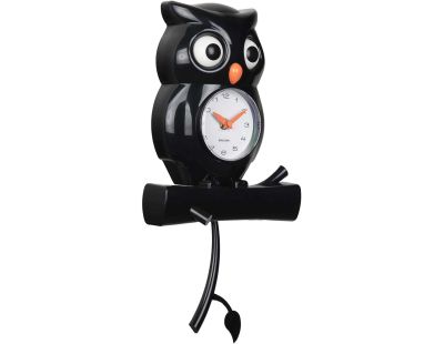 Wall Clock Owl Pendulum (Noir)