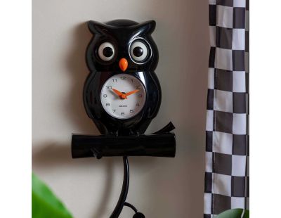 Wall Clock Owl Pendulum (Noir)