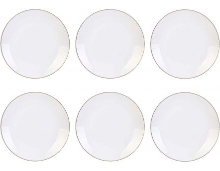 Assiette plate en porcelaine blanche et dorée | Maisons du Monde