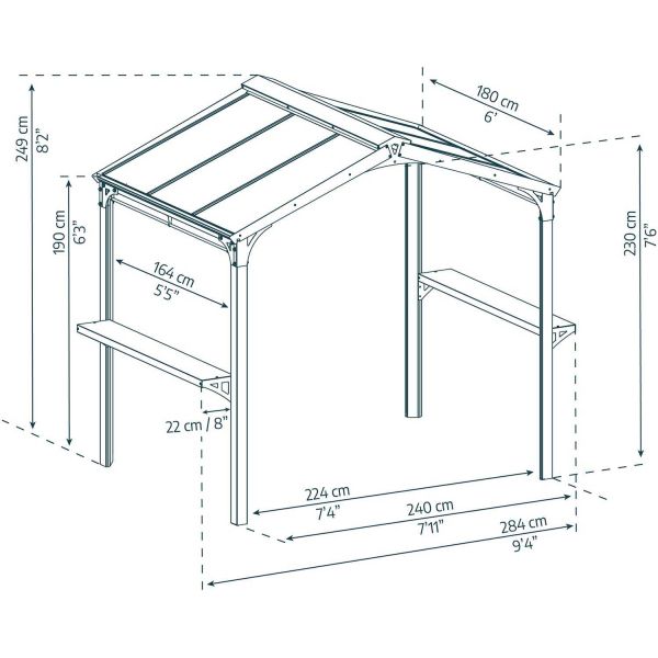 Abri barbecue en aluminium et polycarbonate Austin - PAA-0479