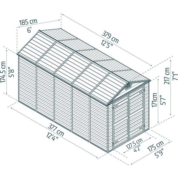 Abri de jardin en aluminium et polycarbonate ambre Skylight - PAA-0198