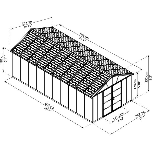 Abri de jardin en aluminium et polycarbonate gris Yukon - PAA-0209