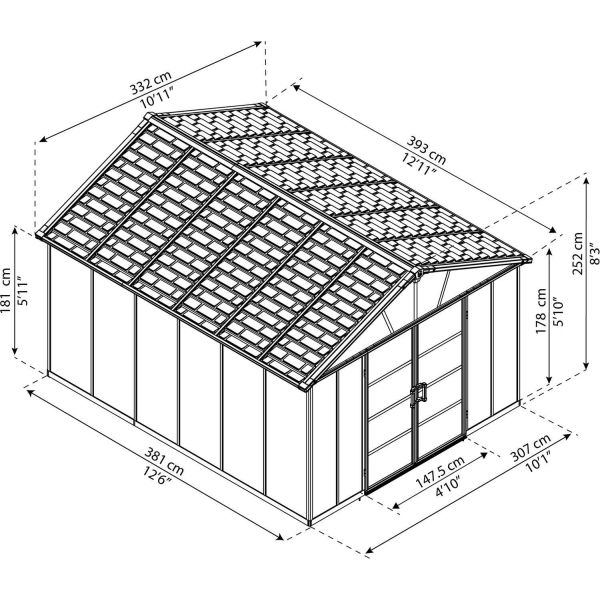 Abri de jardin en aluminium et polycarbonate gris Yukon - PAA-0207