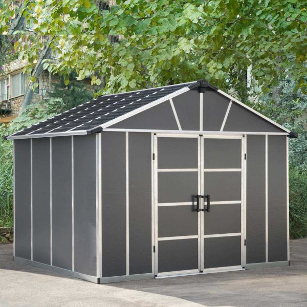 Abri de jardin en aluminium et polycarbonate gris Yukon - Canopia by Palram