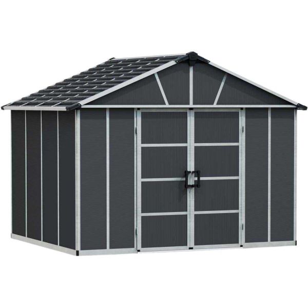 Abri de jardin en aluminium et polycarbonate gris avec plancher Yukon