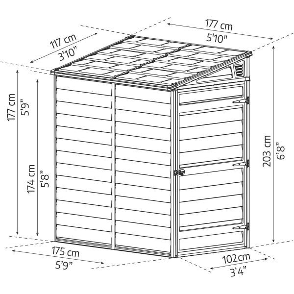 Abri de jardin monopent en aluminium et polycarbonate ambre Skylight - PAA-0199