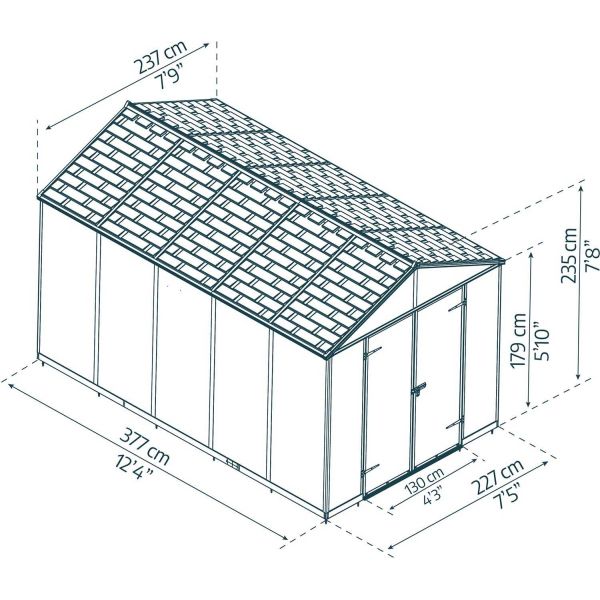 Abri de jardin en polycarbonate et aluminium Rubicon - PAA-0225