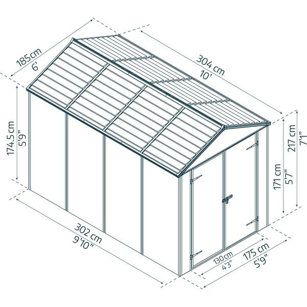 Abri de jardin en polycarbonate et aluminium Rubicon - PAA-0221