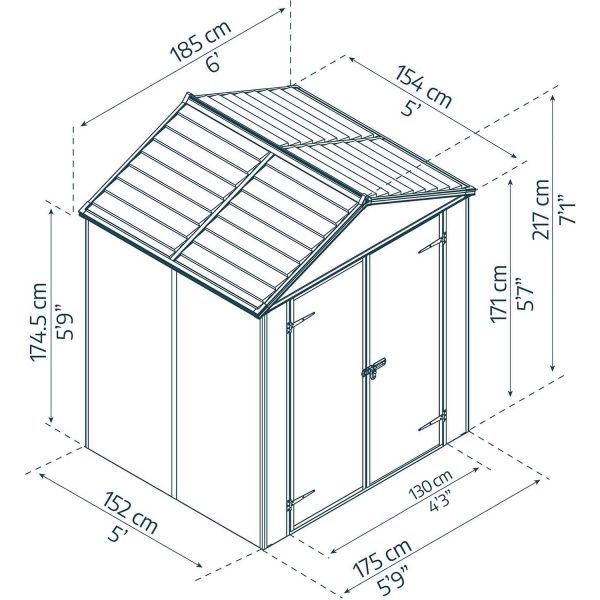 Abri de jardin en polycarbonate et aluminium Rubicon - PAA-0219