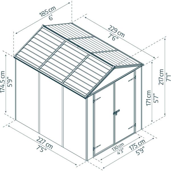 Abri de jardin en polycarbonate et aluminium Rubicon - PAA-0220