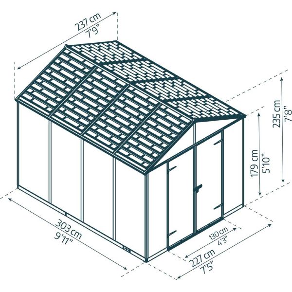 Abri de jardin en polycarbonate et aluminium Rubicon - PAA-0224