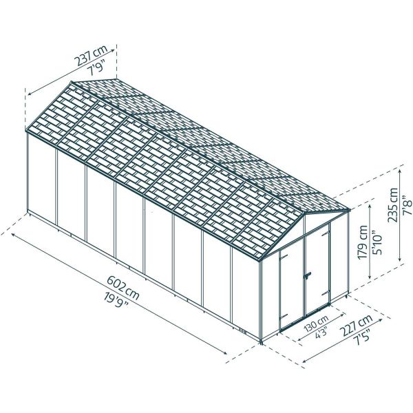 Abri de jardin en polycarbonate et aluminium Rubicon - PAA-0228