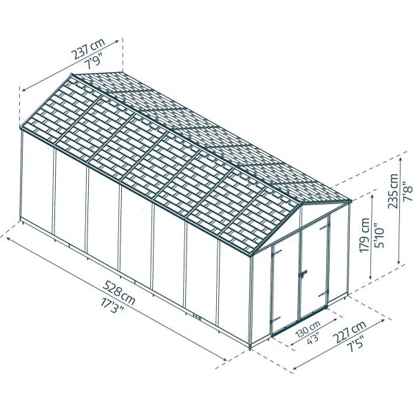 Abri de jardin en polycarbonate et aluminium Rubicon - PAA-0227