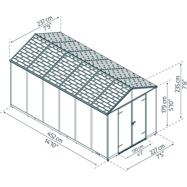 Abri de jardin en polycarbonate et aluminium Rubicon - PAA-0226