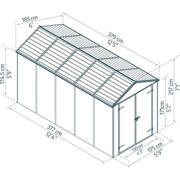 Abri de jardin en polycarbonate et aluminium Rubicon - PAA-0222