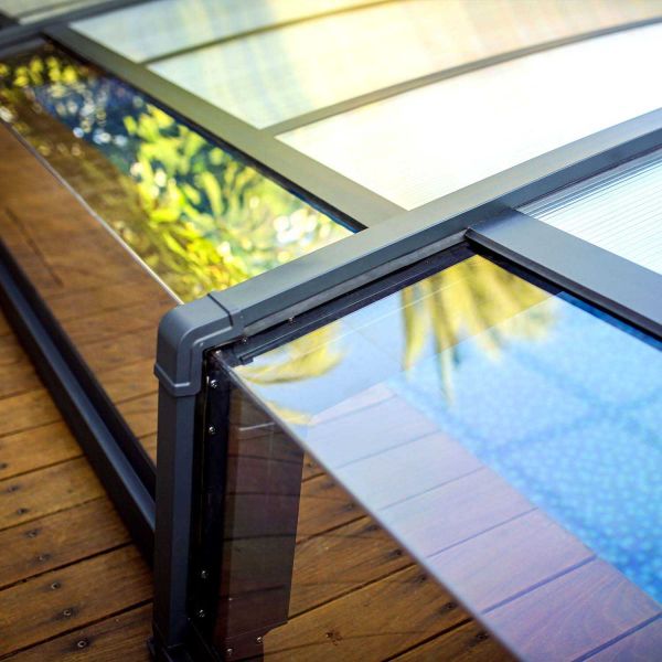 Abri piscine téléscopique en aluminium et polycarbonate Majorca - 5