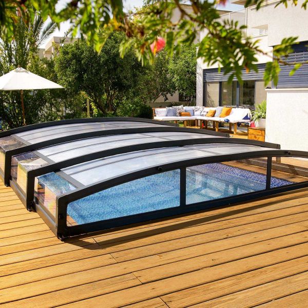 Abri piscine téléscopique en aluminium et polycarbonate Majorca - 6