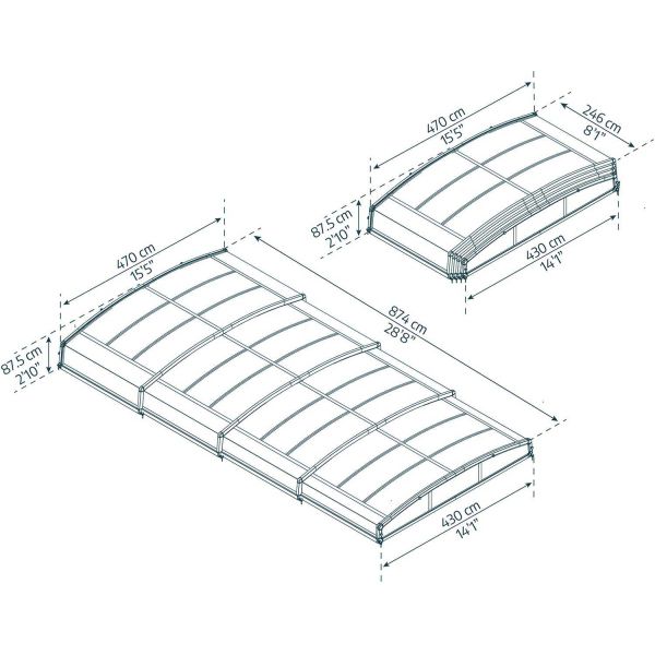 Abri piscine téléscopique en aluminium et polycarbonate Majorca - PAA-0482