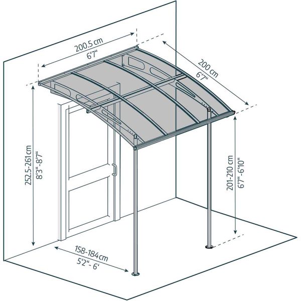 Abri terrasse auvent en aluminium et polycarbonate Vega - PAA-0262