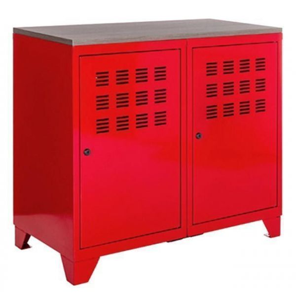 Armoire De Rangement Metal 2 Portes Rouge