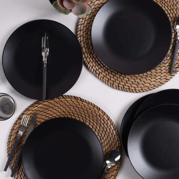 Assiette en céramique noire Matt (Lot de 6) - HANAH HOME