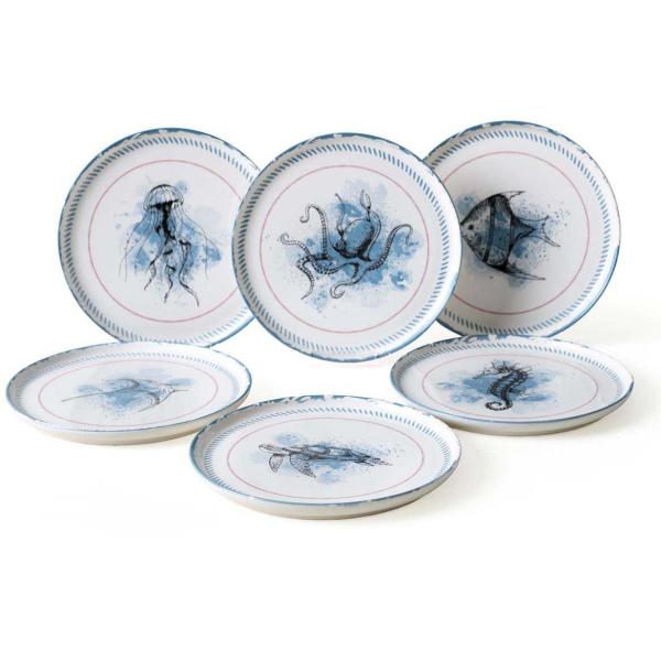 Assiette en porcelaine Marine (Lot de 6)