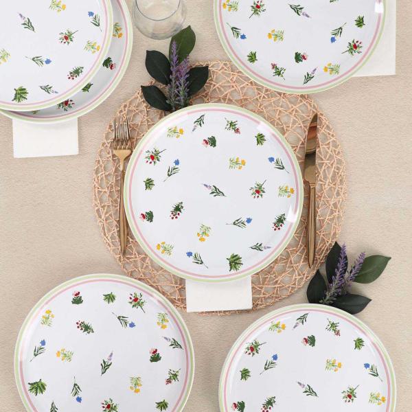 Assiettes en porcelaine Fleurs des champs 25 cm (Lot de 6) - 5