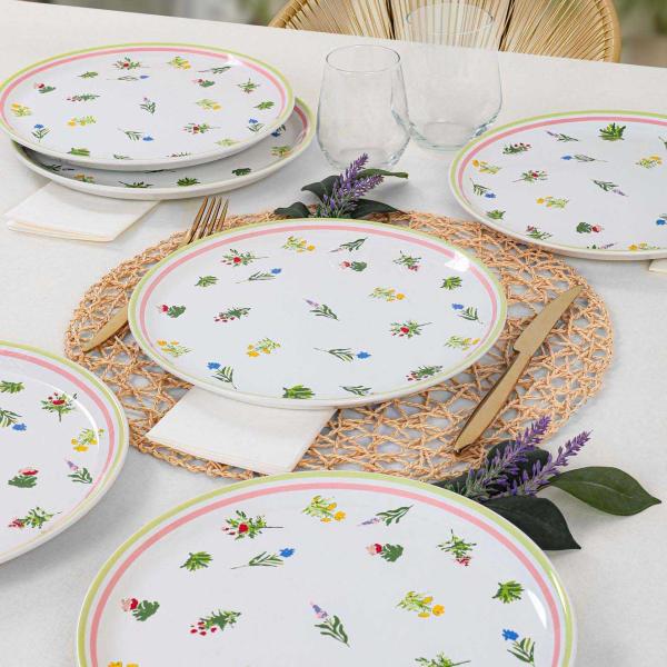 Assiettes en porcelaine Fleurs des champs 25 cm (Lot de 6) - HANAH HOME