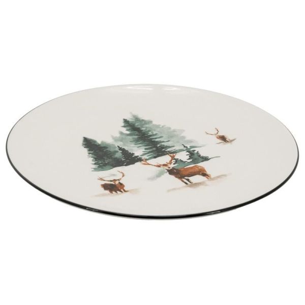 Vaisselle en porcelaine décor Cerf et Sapin, style fait main - 46,90