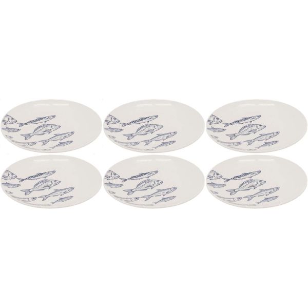 Vaisselle en porcelaine blanche Banc de Poissons