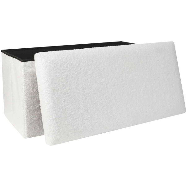 Banc coffre pliable en bouclette blanc - 32,90