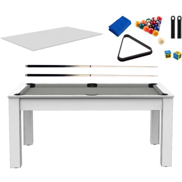 Billard convertible table 6 personnes Texas + plateaux dinatoires + pack accessoires Confort